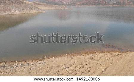 beautiful lake in desert , view from above