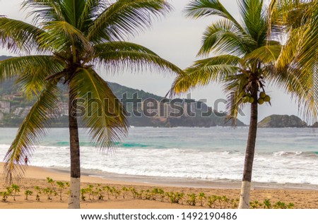 beach landscape in zihuatanejo Mexico