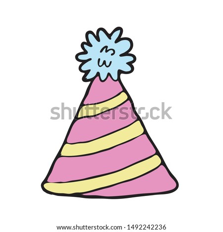 digitally drawn illustration party hat design. hand drawing style