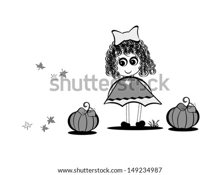 Little Girl With Curls - Autumn