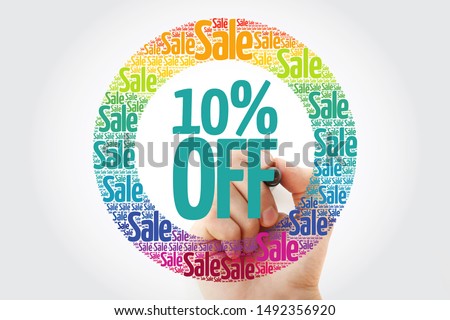 10% OFF stamp words cloud with marker, business concept background