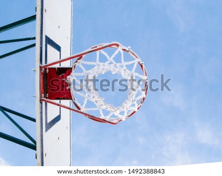 basketball winter snow blue sky