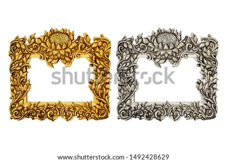 Vintage gold and silver picture and photo frame isolated on white background