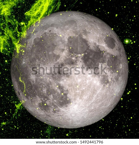 Fantastic view of moon. Solar system. Billions of galaxies in the universe. Elements of this image furnished by NASA