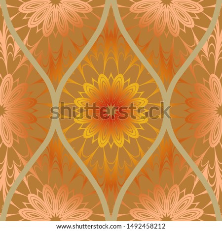 Luxury Traditional Ornamental Design. Modern Seamless Floral Pattern. Vector Illustration. For Interior Design, Printing, Web And Textile Design.