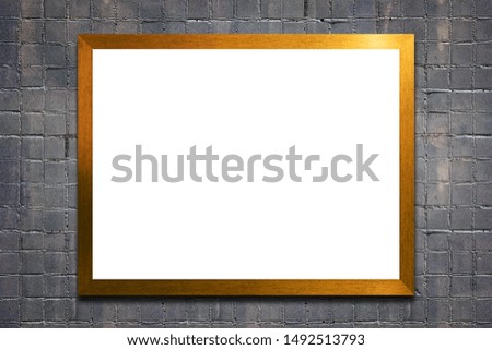 wooden brown frame on stone gray wall