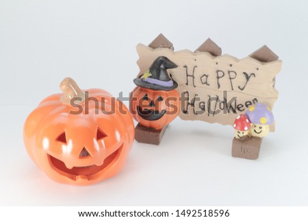 a fun of Halloween with pumpkins on white back ground 