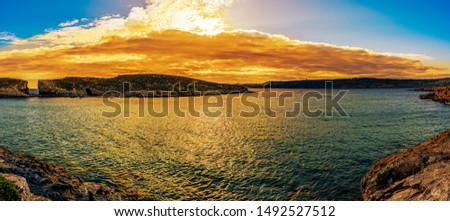Beautiful sunset The Blue Lagoon on Comino Island, Malta Gozo.