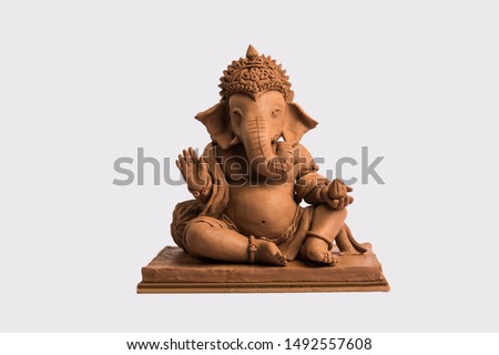 eco friendly Ganesh/Ganpati idol or murti, home made. selective focus Royalty-Free Stock Photo #1492557608