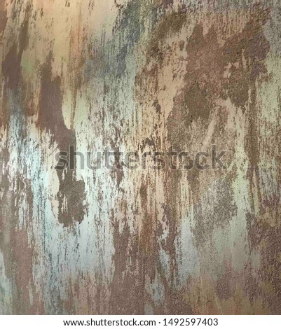 Brown painted rusty rough old wall. Grunge brushed metal surface. Abstract texture