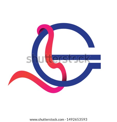 Letter g logo vector with ribbon design