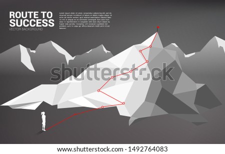 Route to the top of mountain: Concept of Goal, Mission, Vision, Career path.Key visual of path for climbing to top of mountain, represent career success.