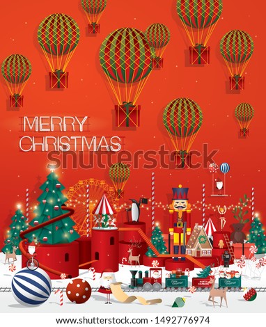 christmas winter wonderland greetings template vector/illustration
