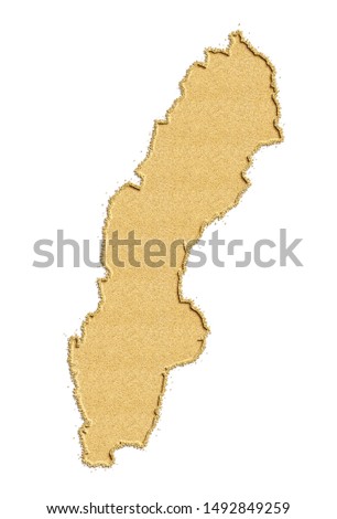Sweden Map natural beach sand isolated background