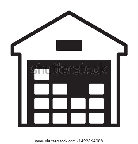 Warehouse with boxes of inventory or fulfillment distribution center flat vector icon for apps and websites