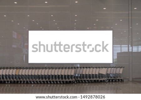 Airport Rectangle Billboard White Mock up On the Luggage Cart 