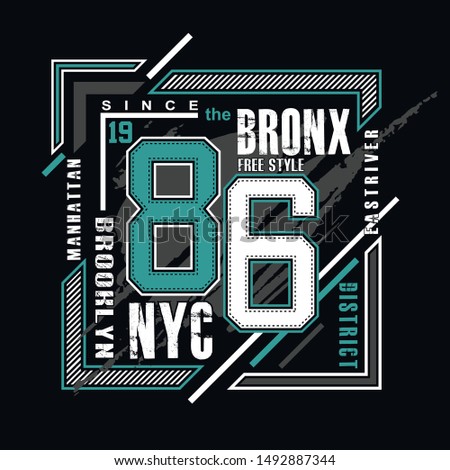 Vector illustration on the theme of New York City, Brooklyn. Stylized American flag. Typography, t-shirt graphics