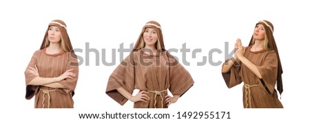 Woman in traditional arabian costume isolated on white