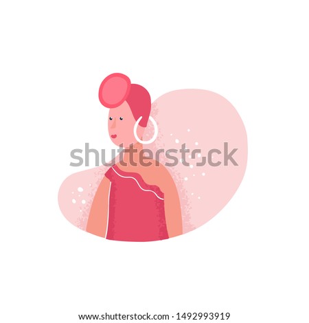 Vector avatar. Young girl isolated on white background, teenage girl, student
