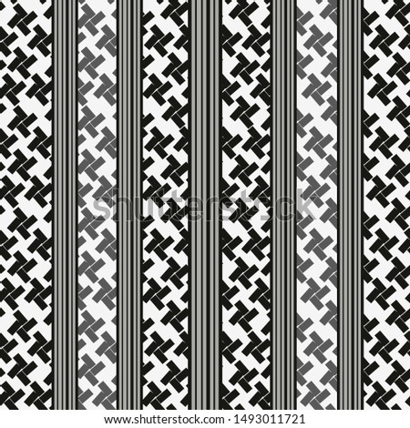 Seamless pattern with vertical stripes. Geometric pattern in black and white. Vintage ornament for wallpaper, printing on the packaging paper, textiles