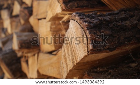 logs lie on top of each other for heating in a home oven. Background of firewood Royalty-Free Stock Photo #1493064392