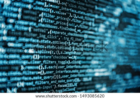 Programming code abstract screen of software developer. Failure in the program, blue screen, programming. Website HTML Code on the Laptop Display Closeup Photo. Business Corporate Word Search Puzzle