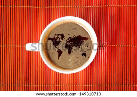 World map on coffee 
