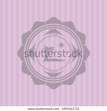 beach icon inside badge with pink background