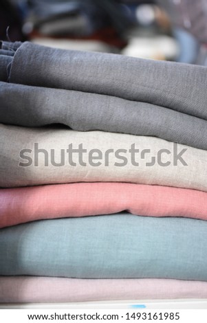 Linen fabrics pile in pastel