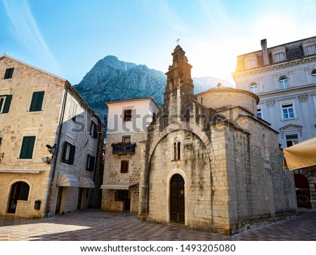 Church of saint Luke in the old town of Kotor Royalty-Free Stock Photo #1493205080
