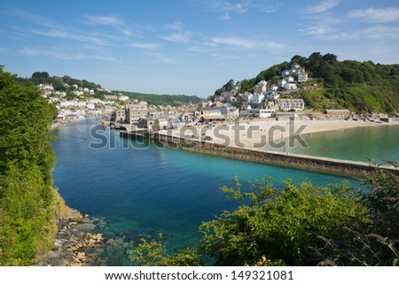 Looe Cornwall England with blue sea on sunny summer day Royalty-Free Stock Photo #149321081