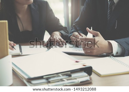 Business People Planning Strategy Analysis from financial document report, Office Concept