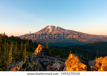 Mt Adams Washington at Dusk Royalty-Free Stock Photo #1493270534