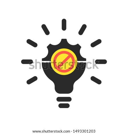 Creative light bulb concept icon with not allowed sign, block, forbidden, prohibit symbol