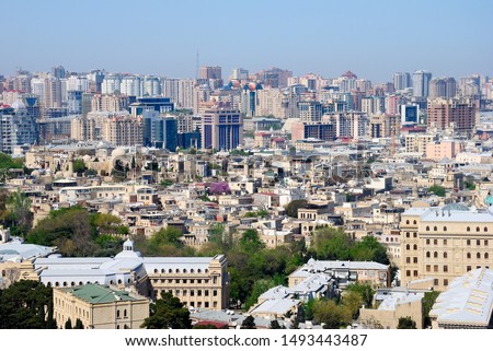 View over Baku, the capital city of Azerbaijan from the Martyr's Alley