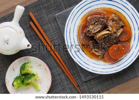 Korean food Braised Short Ribs, Beef rib steak 
