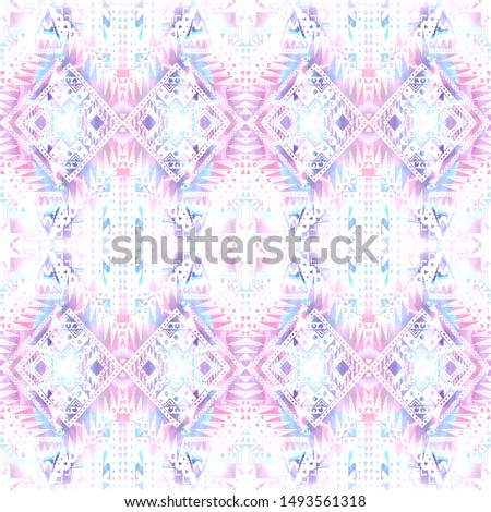 Tribal watercolor seamless pattern. Geometric textured background