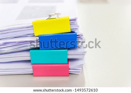 file folder and Stack of business report paper file on the table in a work office, concept document in work office copy space