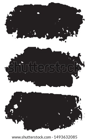 Vector brush set. Black paint strokes isolated on white background
