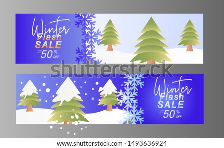 Winter sale web banner background illustration