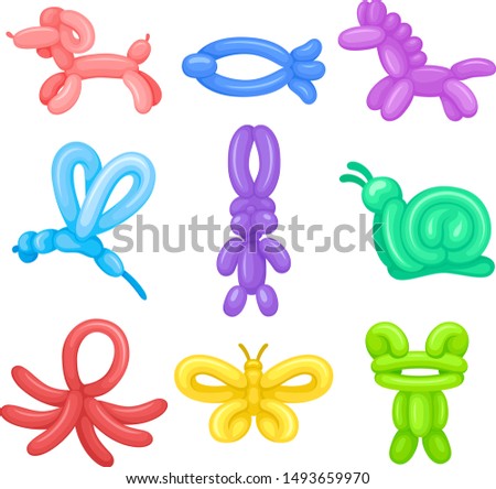 Set of figures from balloons. Vector illustration on a white background.