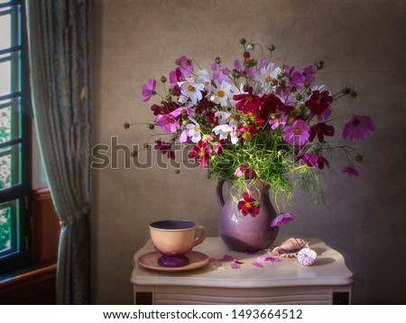 Still life with beautiful bouquet of flowers