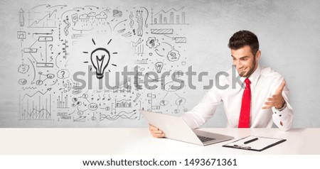 Young business person with new idea and workflow concept