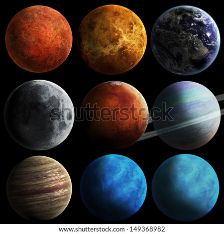 Solar system and space objects. Elements of this image furnished by NASA