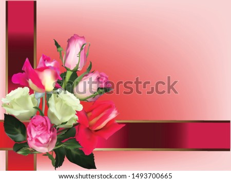 illustration with rose flower on light background