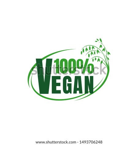 100% percent vegan logo a vegetarian vector icon green element
