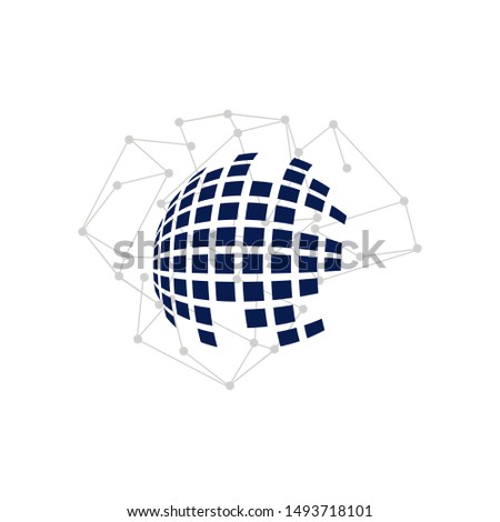 Flat Modern Connection Dots Logo design vector illustration Technology abstract dot connection cross icon