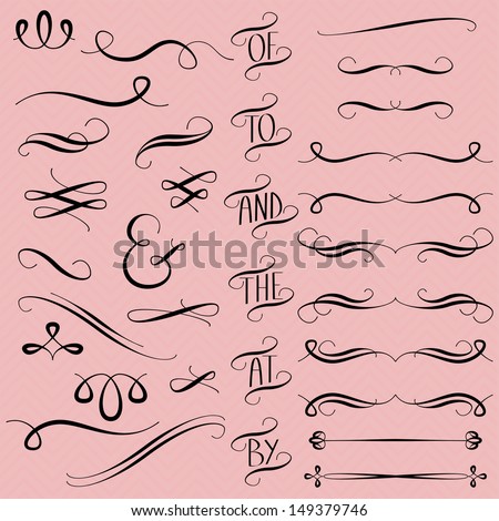 Hand Drawn Vector Flourishes, Accent Text, Brackets and Ampersand