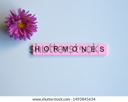 Hormones word wooden cubes on a white background