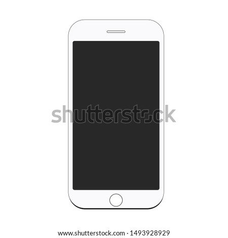 Smartphone, mobile phone, iPhone on white background,Transparent black and white mobile phone. icon-vector